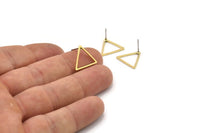 Brass Triangle Earring, 12 Raw Brass Triangle Stud Earrings (15x0.90mm) Bs 1024 A4002
