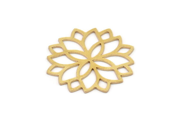 Brass Flower Charm, 6 Raw Brass Flower Shaped Charms, Charm Pendants, Earring Findings (24x23x0.60mm) SMP1084