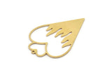 Brass Heart Charm, 4 Raw Brass Heart Shaped Charms With 1 Loop, Findings, Pendants (41x28x0.80mm) SMP1087