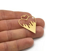 Brass Heart Charm, 4 Raw Brass Heart Shaped Charms With 1 Loop, Findings, Pendants (41x28x0.80mm) SMP1087