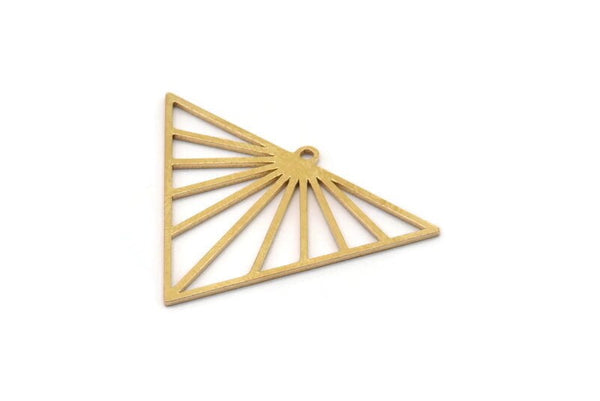 Brass Triangle Charm, 4 Raw Brass Triangle Shaped Charms With 1 Loop, Findings (26x35x0.80mm) SMP1089