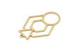 Brass Hexagon Charm, 4 Raw Brass Hexagon Shaped Charms With 1 Loop, Earring Findings, Geometric Charms (33x22x0.80mm) SMP1099