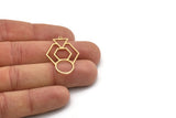 Brass Hexagon Charm, 4 Raw Brass Hexagon Shaped Charms With 1 Loop, Earring Findings, Geometric Charms (33x22x0.80mm) SMP1099