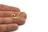 Brass Leaf Charm, 4 Raw Brass Leaf Charms With 1 Loop, Findings (37x17x0.60mm) SMP1100
