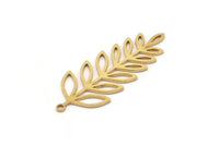 Brass Leaf Charm, 6 Raw Brass Branch Charms With 1 Loop, Charm Pendants (40x16x0.80mm) SMP1101 Y237