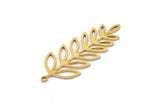 Brass Leaf Charm, 6 Raw Brass Branch Charms With 1 Loop, Charm Pendants (40x16x0.80mm) SMP1101 Y237