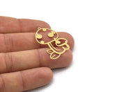 Brass Mushroom Charm, 4 Raw Brass Mushroom Charms With 1 Loop, Charm Pendants, Findings (34x23x0.60mm) SMP1103