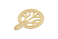 Brass Round Charm, 4 Raw Brass Round Shaped Charms With 1 Loop, Earring Findings, Geometric Charms (35x26x0.60mm) SMP1107