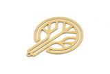 Brass Round Charm, 4 Raw Brass Round Shaped Charms With 1 Loop, Earring Findings, Geometric Charms (35x26x0.60mm) SMP1107