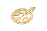 Brass Round Charm, 4 Raw Brass Round Shaped Charms With 1 Loop, Earring Findings, Geometric Charms (35x26x0.60mm) SMP1107