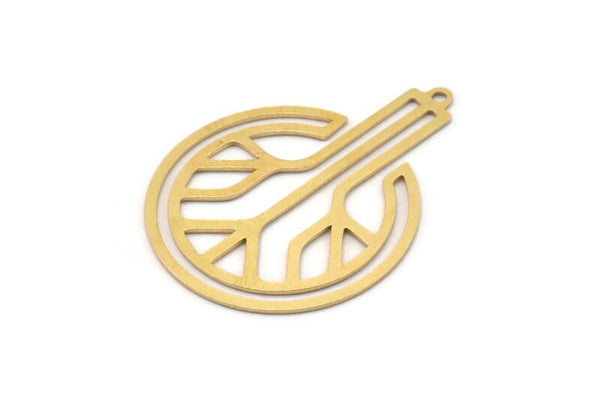 Brass Round Charm, 4 Raw Brass Round Shaped Charms With 1 Loop, Earring Findings, Geometric Charms (35x26x0.60mm) SMP1107