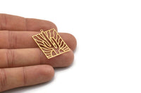 Brass Rectangle Charm, 4 Raw Brass Cactus Charms With 1 Loop, Rising Sun Charms, Findings (32x22x0.60mm) SMP1108