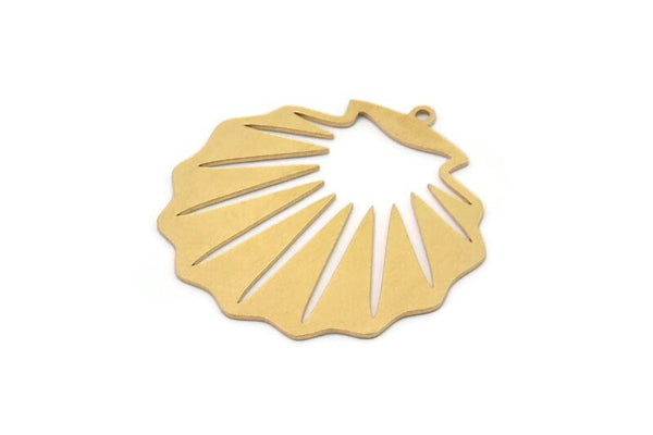 Brass Shell Charm, 4 Raw Brass Sea Shell Shaped Charms With 1 Loop, Earring Findings, Findings (32x31x0.60mm) SMP1109