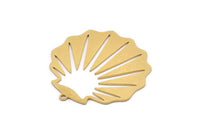 Brass Shell Charm, 4 Raw Brass Sea Shell Shaped Charms With 1 Loop, Earring Findings, Findings (32x31x0.60mm) SMP1109