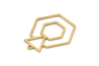 Brass Hexagon Charm, 6 Raw Brass Hexagon Shaped Charms With 1 Loop, Earring Findings, Geometric Charms (26x22x0.80mm) SMP1112