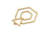 Brass Hexagon Charm, 6 Raw Brass Hexagon Shaped Charms With 1 Loop, Earring Findings, Geometric Charms (26x22x0.80mm) SMP1112