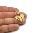 Brass Diamond Charm, 4 Raw Brass Mountain Charms With 1 Loop, Sun Rising Charms, Findings (41x25x0.60mm) SMP1113