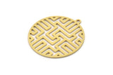 Brass Round Charm, 4 Raw Brass Round Shaped Charms With 1 Loop, Earring Findings, Geometric Charms (26x24x0.60mm) SMP1114