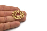 Brass Flower Charm, 2 Raw Brass Flower Charms With 1 Loop, Charm Pendants, Findings (36x35x0.60mm) SMP1115