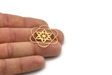 Brass Flower Charm, 4 Raw Brass Flower Shaped Charms, Charm Pendants, Earring Findings (33x30x0.60mm) SMP1116