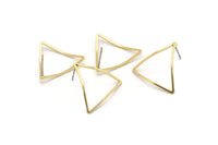 Pirinç Üçgen Küpe, 8 Ham Pirinç Bombeli Üçgen Küpe (23x23x23mm) Bs-1210 A3964