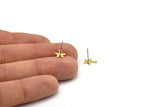 Brass Star Earring, 12 Raw Brass Star Shaped Stud Earrings With 1 Loop (8x10mm) A4212 A0261