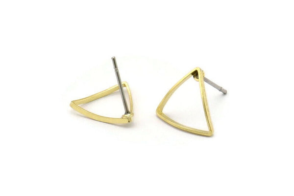 Brass Triangle Earring, 12 Raw Brass Cambered Triangle Stud Earrings (12x0.5x0.8mm) A3976 BS 1216