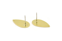 Brass Drop Earring, 6 Raw Brass Drop Stud Earrings With 1 Hole (20x11x0.80mm) M03396 A2917