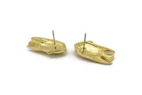 Brass Fish Earring, 4 Raw Brass Fish Shaped Stud Earrings (24x17mm) N0891 A3554