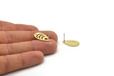 Brass Drop Earring, 6 Raw Brass Drop Stud Earrings With 1 Hole (20x11x0.80mm) M03399 A3029