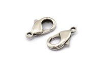Silver Parrot Clasp, 4 Antique Silver Plated Brass Lobster Claw Clasps (23x13mm) Bs-1182--n0589