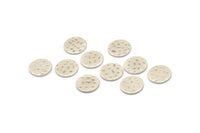 Silver Round Tag, 24 Hammered Antique Silver Plated Brass Round Stamping Blanks, Findings (10x0.80mm) M01504