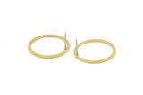Brass Circle Earring, 8 Raw Brass Circle Stud Earrings (23x1.3x1mm) A3782 A5642