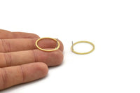 Brass Circle Earring, 8 Raw Brass Circle Stud Earrings (23x1.3x1mm) A3782 A5642