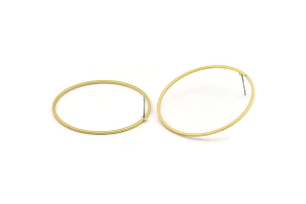 Brass Circle Earring, 6 Raw Brass Circle Stud Earrings (39x1x1mm) A4072 A2776