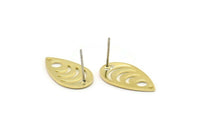 Brass Drop Earring, 6 Raw Brass Drop Stud Earrings With 1 Hole (20x11x0.80mm) M03408 A2730