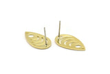 Brass Drop Earring, 6 Raw Brass Drop Stud Earrings With 1 Hole (20x11x0.80mm) M03408 A2730