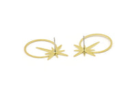 Brass North Star Earring, 8 Raw Brass Pole Star Shaped Stud Earrings (31x21x0.60mm) A2666