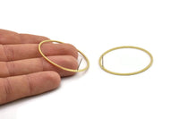 Brass Circle Earring, 6 Raw Brass Circle Stud Earrings (43x1.4x1mm) A6097 A2892
