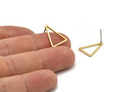Brass Triangle Earring, 10 Raw Brass Triangle Stud Earrings (16x12x1.2x1mm) BS 1856 A3550
