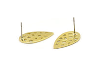 Brass Drop Earring, 6 Raw Brass Drop Stud Earrings (20x11x0.80mm) M03404 A2933