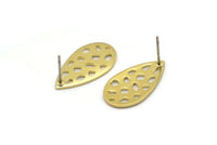 Brass Drop Earring, 6 Raw Brass Drop Stud Earrings With 1 Hole (20x11x0.80mm) M03407 A3206