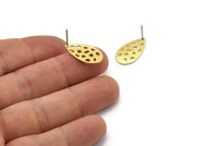 Brass Drop Earring, 6 Raw Brass Drop Stud Earrings (20x11x0.80mm) M03404 A3803