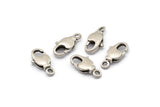 Silver Parrot Clasp, 6 Antique Silver Plated Brass Swivel Lobster Claw Clasps (15x6mm) Bs-1222--n0594