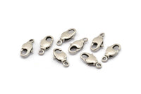 Silver Parrot Clasp, 6 Antique Silver Plated Brass Swivel Lobster Claw Clasps (15x6mm) Bs-1222--n0594
