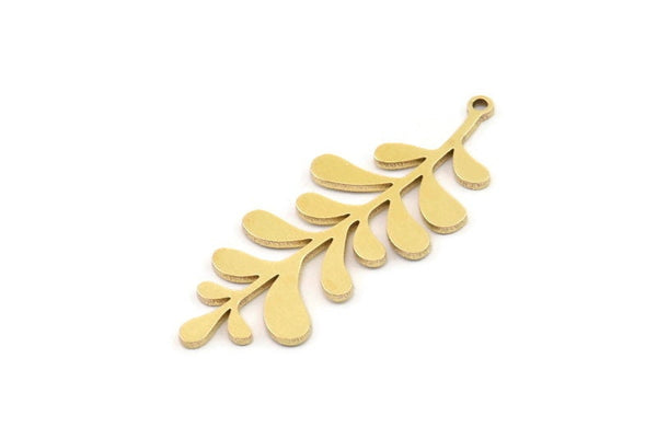 Brass Leaf Charm, 8 Raw Brass Leaf Charms With 1 Loop, Charm Earrings (38x15x0.80mm) SMP1149