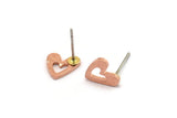 Copper Heart Earring, 10 Raw Copper Heart Stud Earrings (8x1mm) M03394 A2765