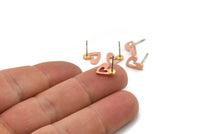 Copper Heart Earring, 10 Raw Copper Heart Stud Earrings (8x1mm) M03394 A2765