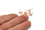 Copper Heart Earring, 10 Raw Copper Heart Stud Earrings (8x1mm) M03394 A2765