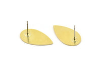 Brass Drop Earring, 6 Raw Brass Drop Stud Earrings (20x11x0.80mm) M03400 A2680